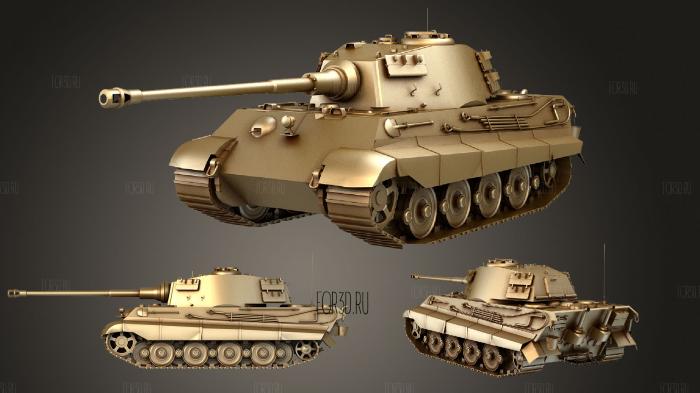 Tiger 2 Tank 3D stl model for CNC